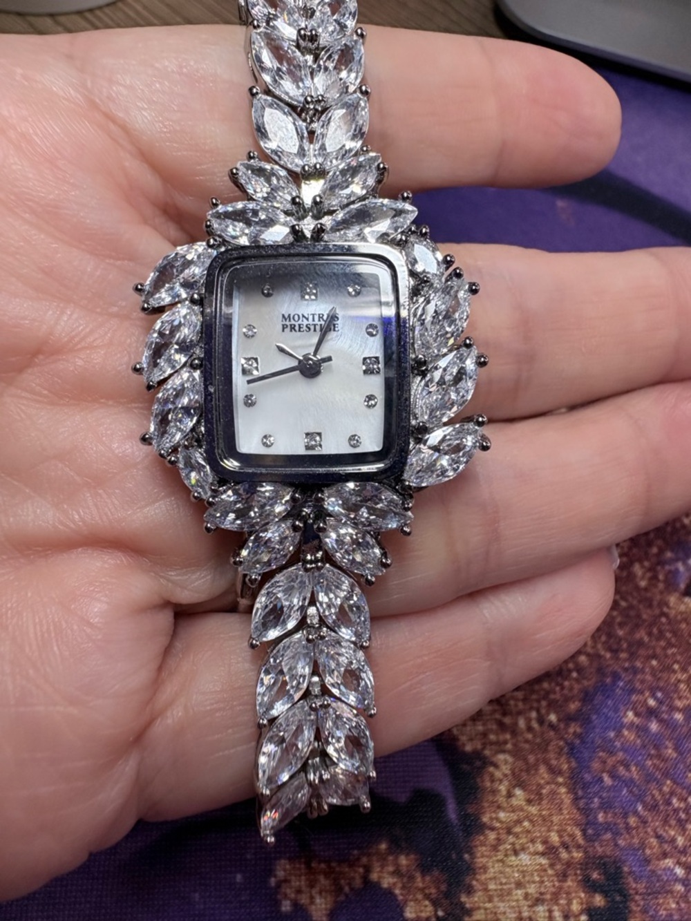 Montres Prestige Women's Silver Crystal Bracelet Watch NWT please read below